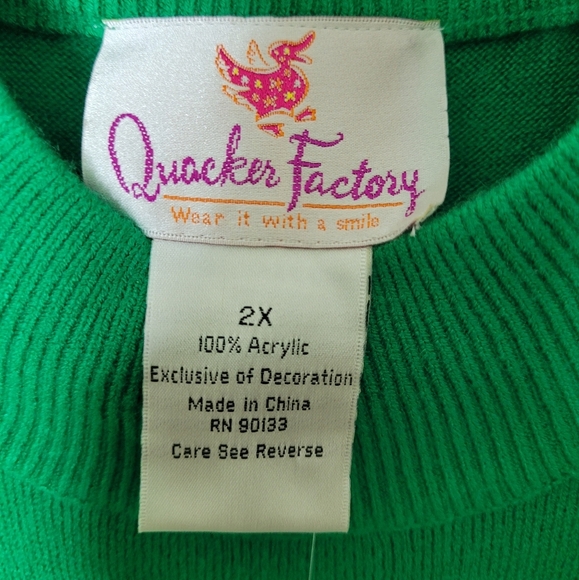 Quacker Factory Christmas Sweater 2X Green Sequin Beaded Holiday Tree NWT - Picture 5 of 7